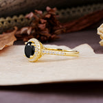 Luxurious, Vintage, and Dazzling 4-Prong Round-Cut Black Onyx Engagement Ring - Additional view