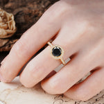 Luxurious, Vintage, and Dazzling 4-Prong Round-Cut Black Onyx Engagement Ring - Additional view