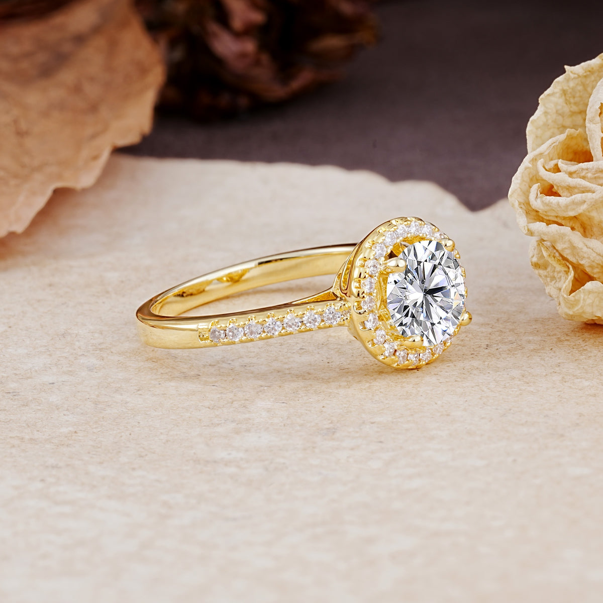 Luxurious, Vintage, and Dazzling 4-Prong Round-Cut Lab Diamond Engagement Ring - Additional view