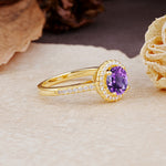 Luxurious, Vintage, and Dazzling 4-Prong Round-Cut Amethyst Engagement Ring - Additional view
