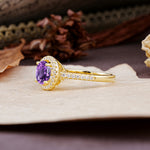 Luxurious, Vintage, and Dazzling 4-Prong Round-Cut Amethyst Engagement Ring - Additional view