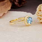 Luxurious, Vintage, and Dazzling 4-Prong Round-Cut Aquamarine Engagement Ring - Additional view