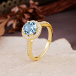 Luxurious, Vintage, and Dazzling 4-Prong Round-Cut Aquamarine Engagement Ring - Additional view