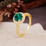 Luxurious, Vintage, and Dazzling 4-Prong Round-Cut Emerald Engagement Ring - Additional view