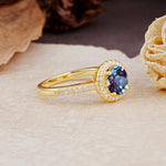 Luxurious, Vintage, and Dazzling 4-Prong Round-Cut Alexandrite Engagement Ring - Additional view