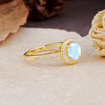Luxurious, Vintage, and Dazzling 4-Prong Round-Cut Moonstone Engagement Ring - Additional view
