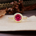 Luxurious, Vintage, and Dazzling 4-Prong Round-Cut Ruby Engagement Ring - Additional view