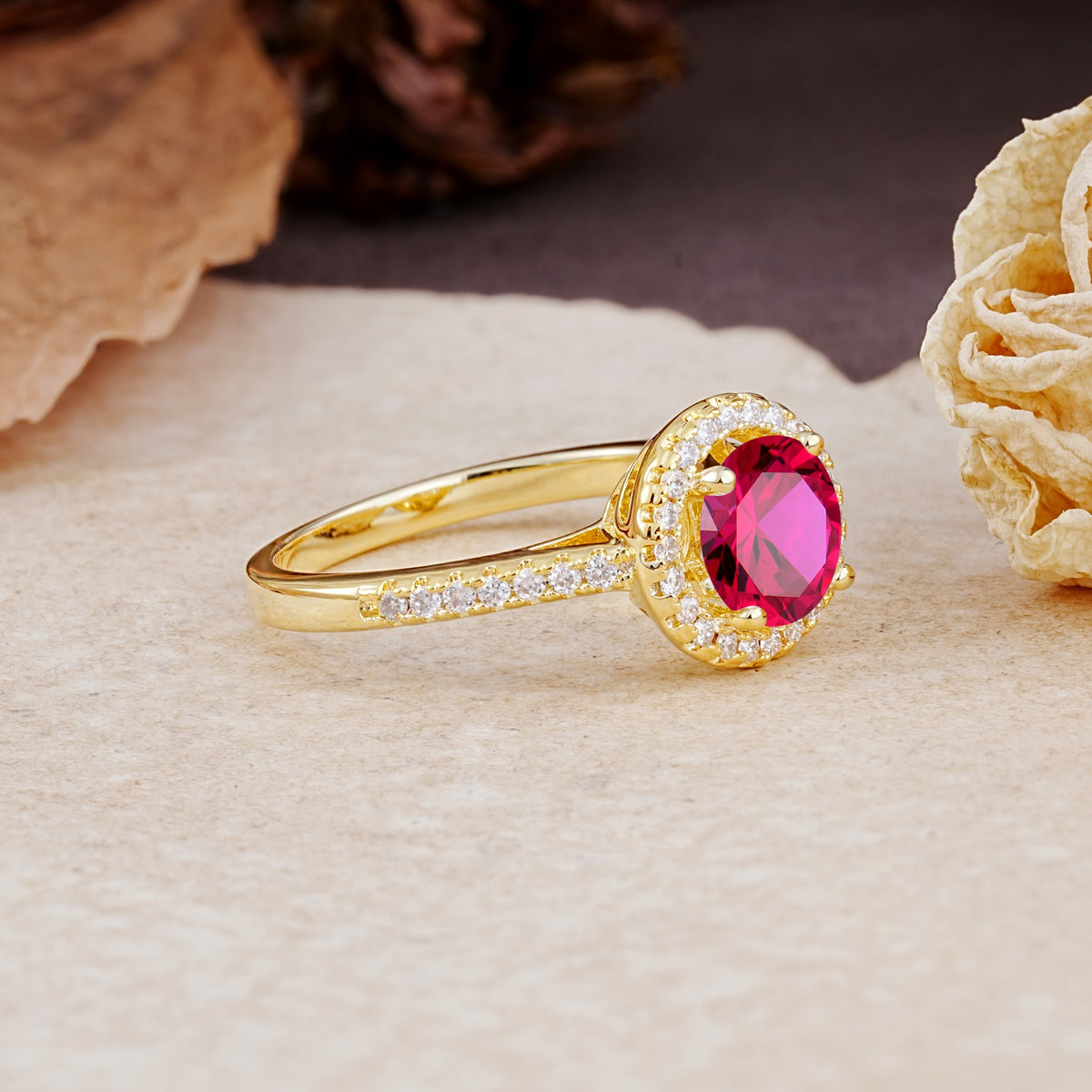 Luxurious, Vintage, and Dazzling 4-Prong Round-Cut Ruby Engagement Ring - Additional view