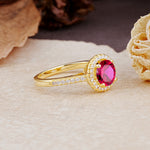 Luxurious, Vintage, and Dazzling 4-Prong Round-Cut Ruby Engagement Ring - Additional view