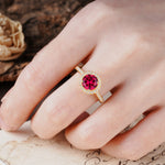 Luxurious, Vintage, and Dazzling 4-Prong Round-Cut Ruby Engagement Ring - Additional view
