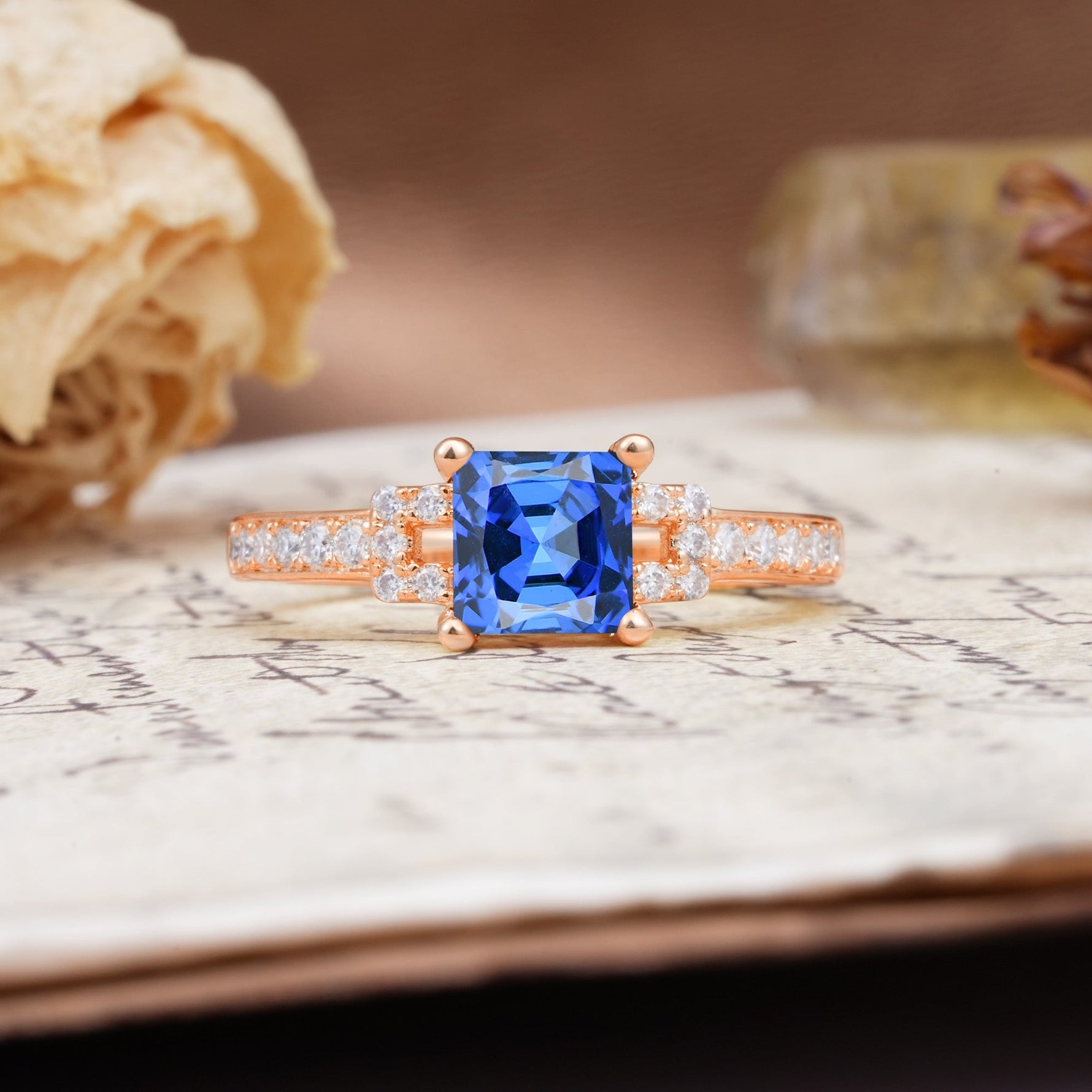 Classic Marquise Sapphire Alternating Stacking Wedding Band - Additional view
