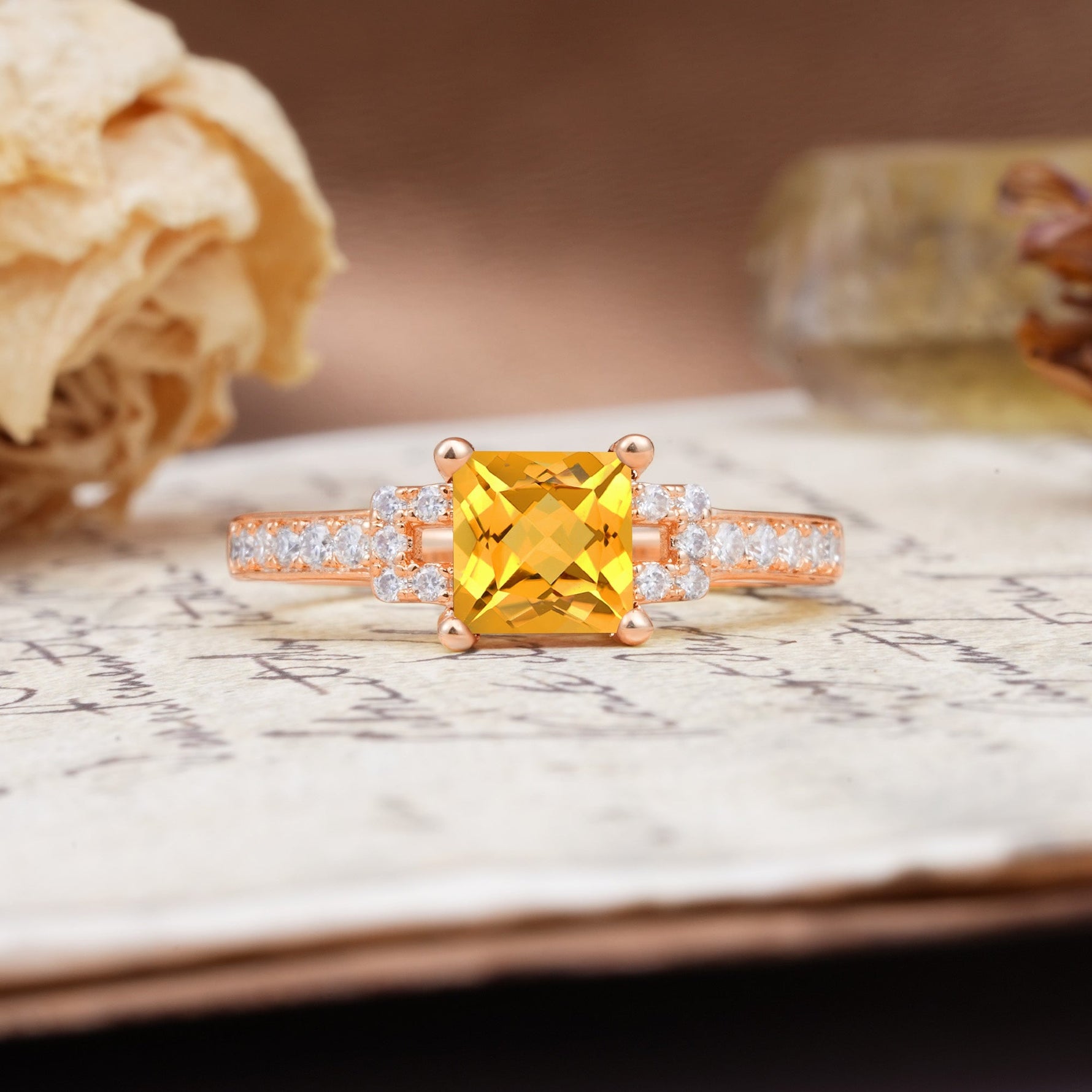 Classic Marquise Citrine Alternating Stacking Wedding Band - Additional view
