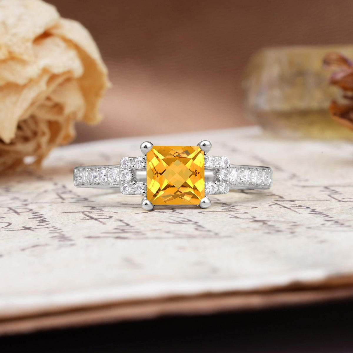Classic Marquise Citrine Alternating Stacking Wedding Band - Additional view