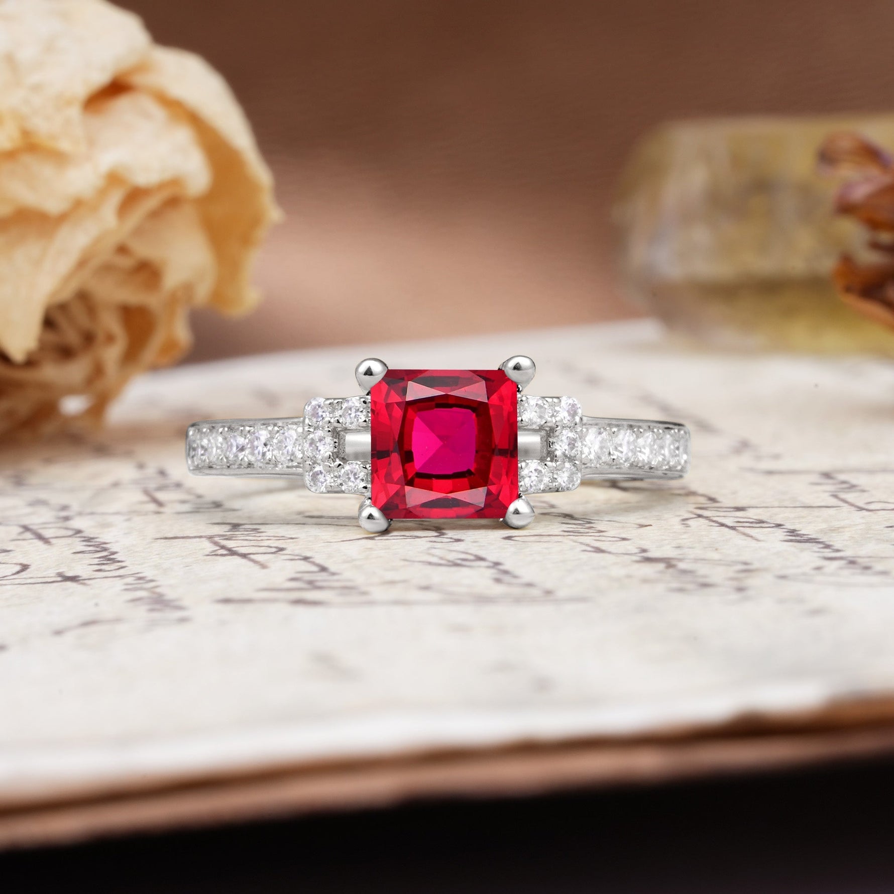 Classic Marquise Ruby Alternating Stacking Wedding Band - Additional view