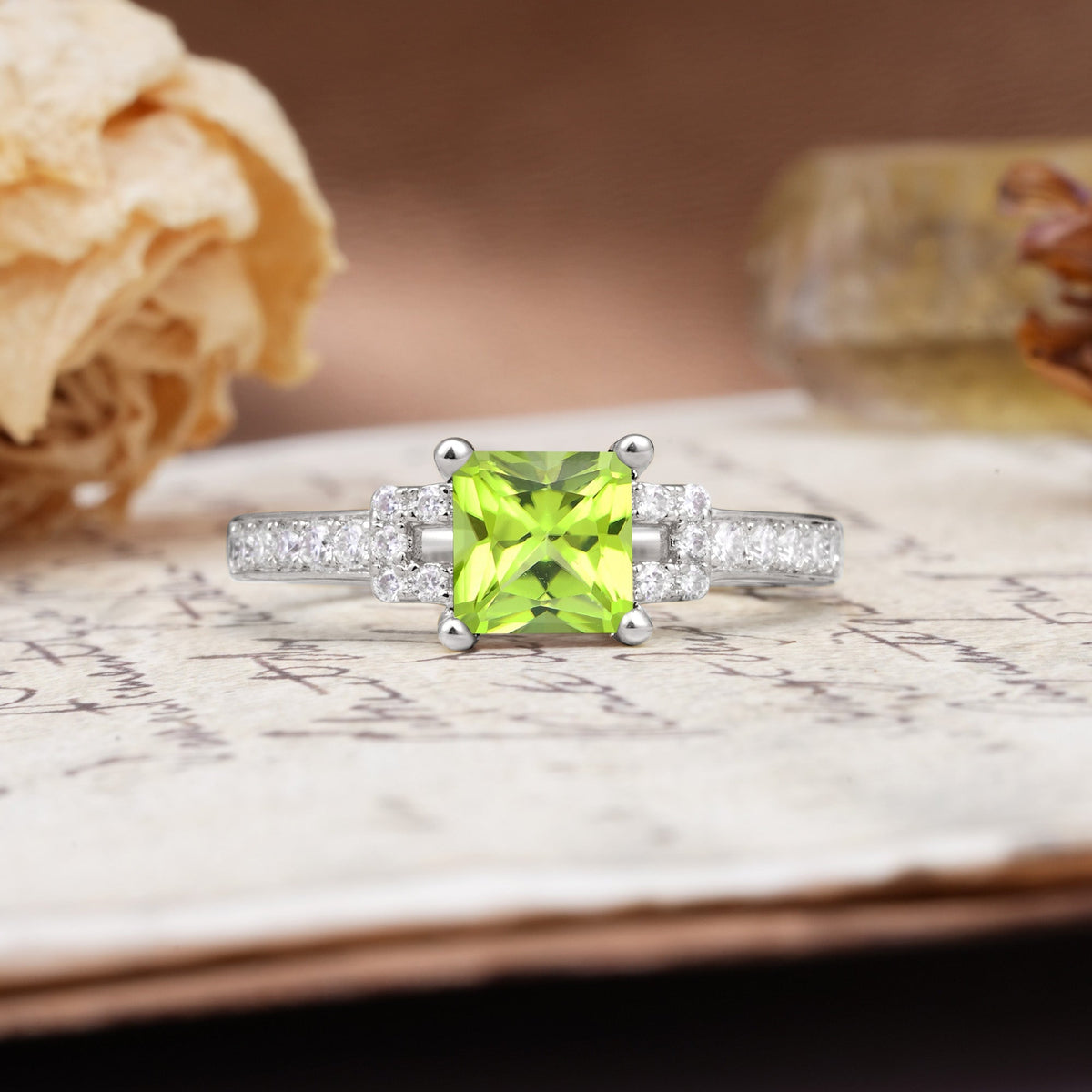Classic Marquise Peridot Alternating Stacking Wedding Band - Additional view