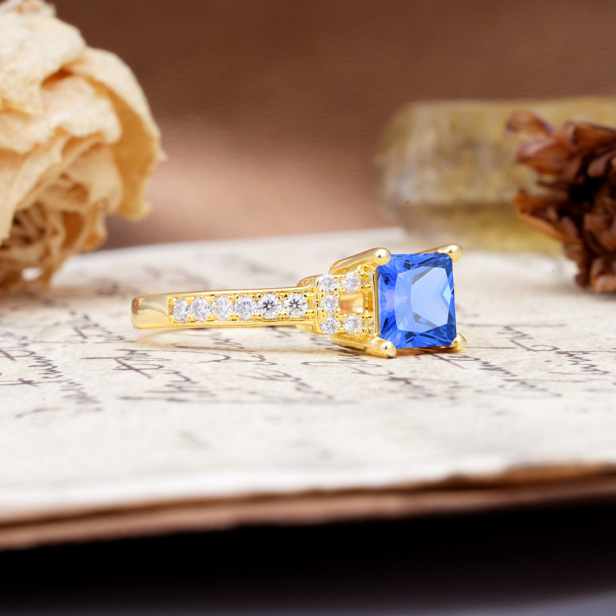 Classic Marquise Sapphire Alternating Stacking Wedding Band - Additional view