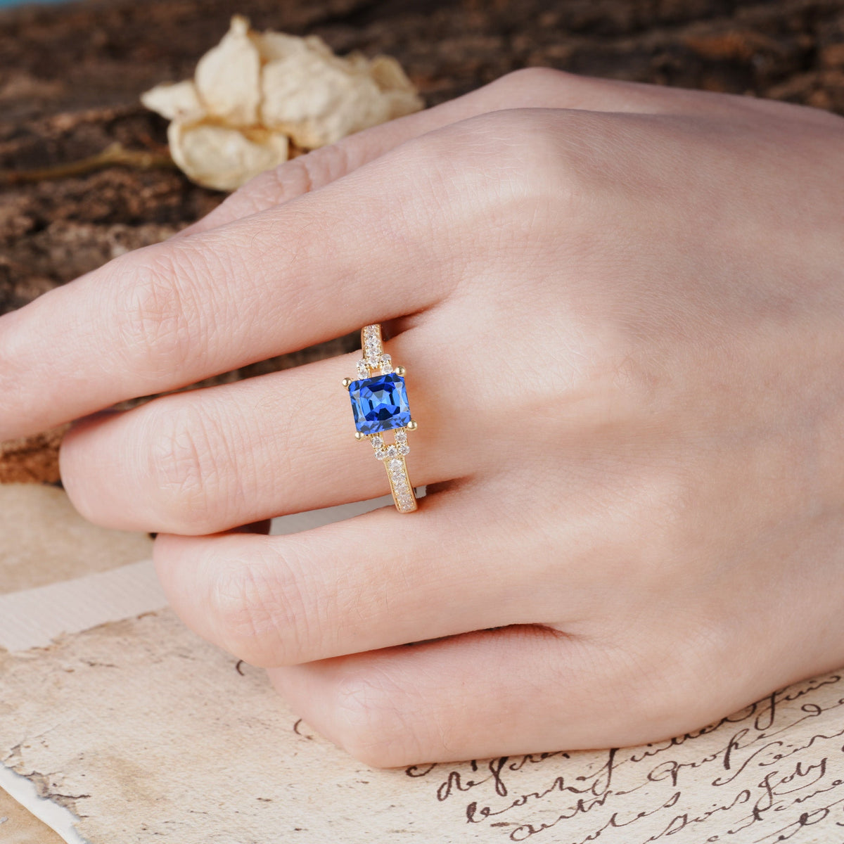 Classic Marquise Sapphire Alternating Stacking Wedding Band - Additional view