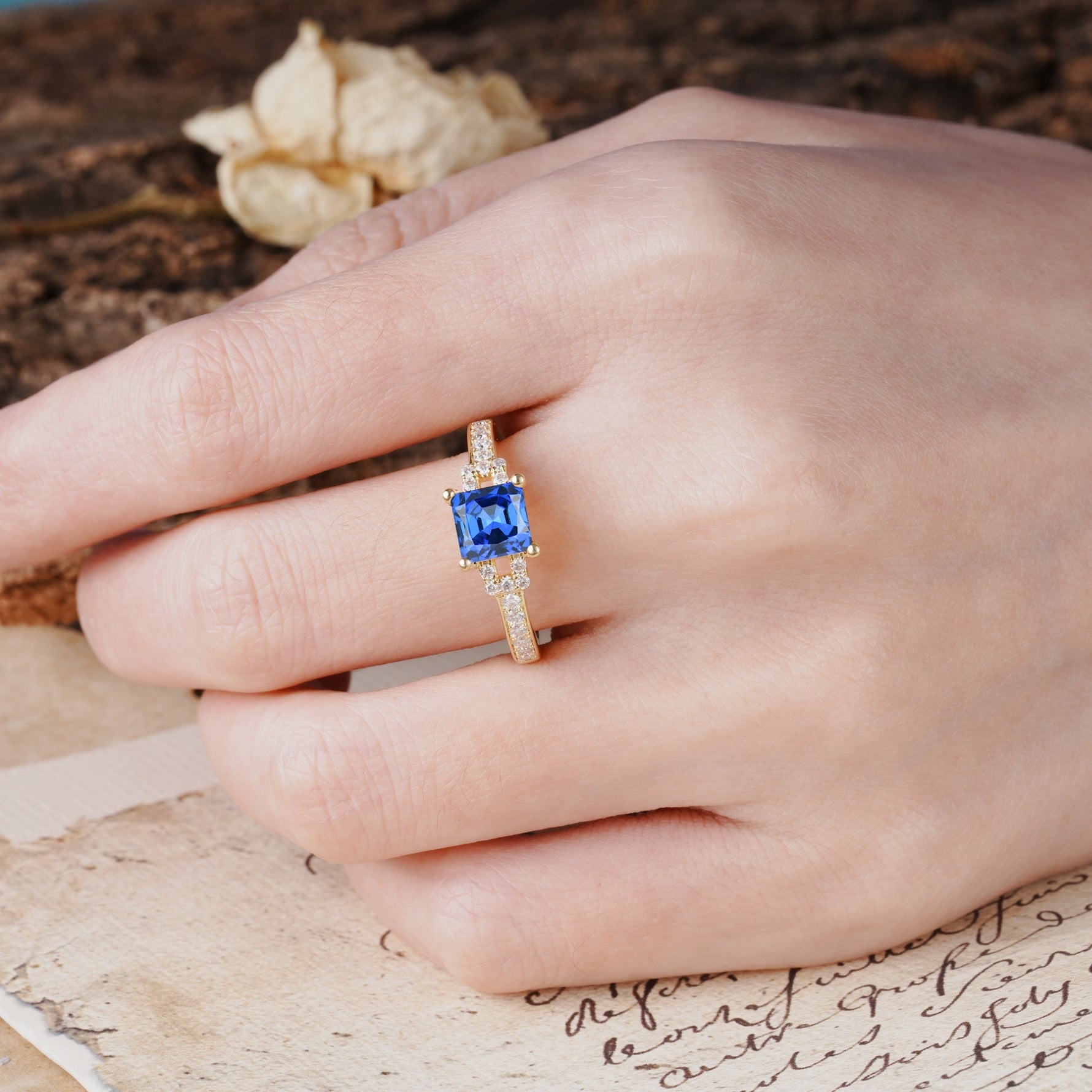 Classic Marquise Sapphire Alternating Stacking Wedding Band - Additional view
