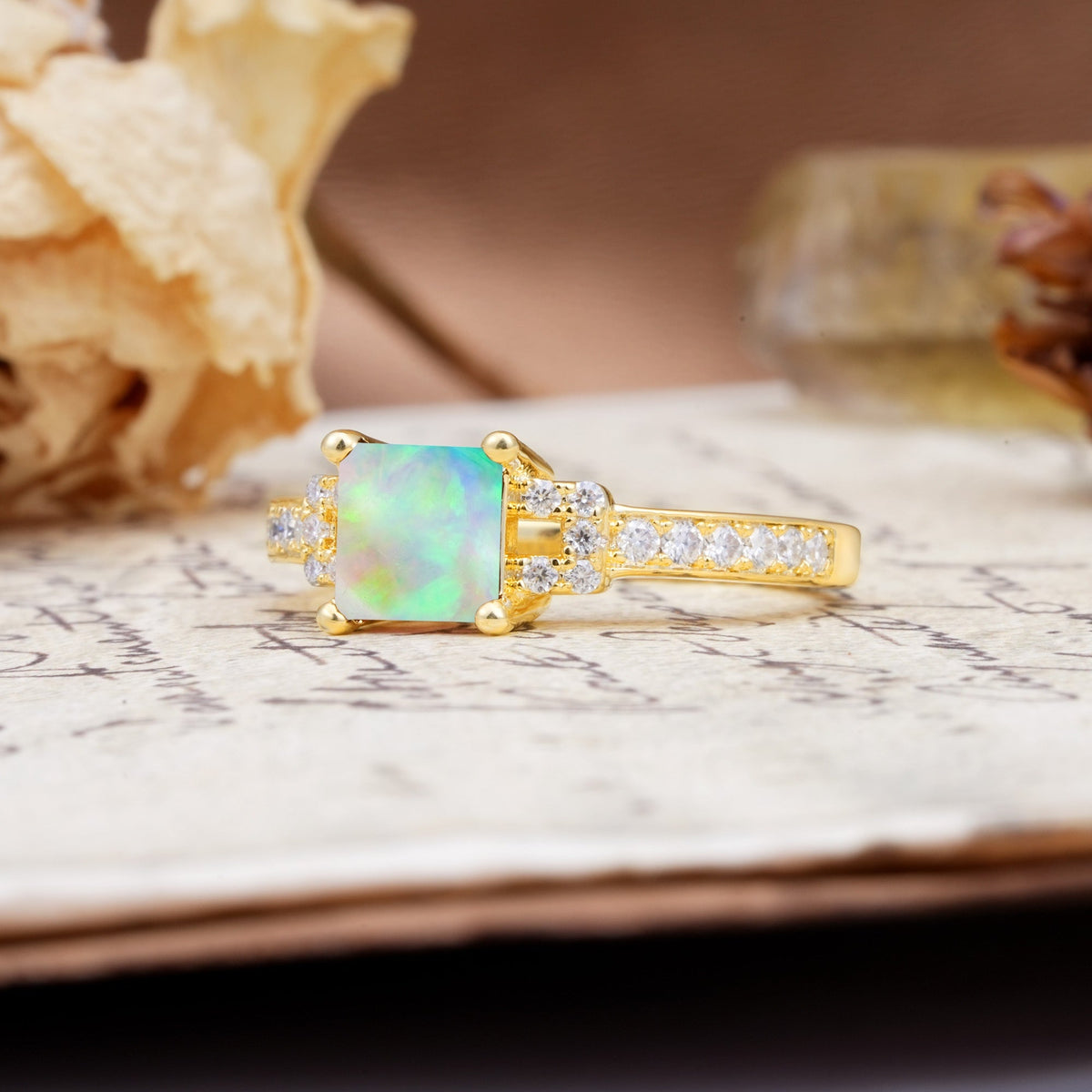 Classic Marquise Fire Opal Alternating Stacking Wedding Band - Additional view