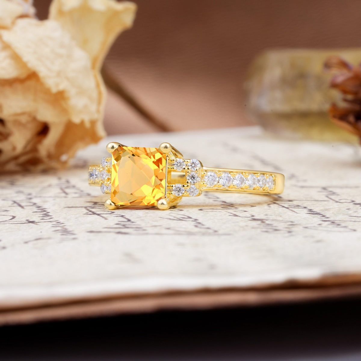 Classic Marquise Citrine Alternating Stacking Wedding Band - Additional view