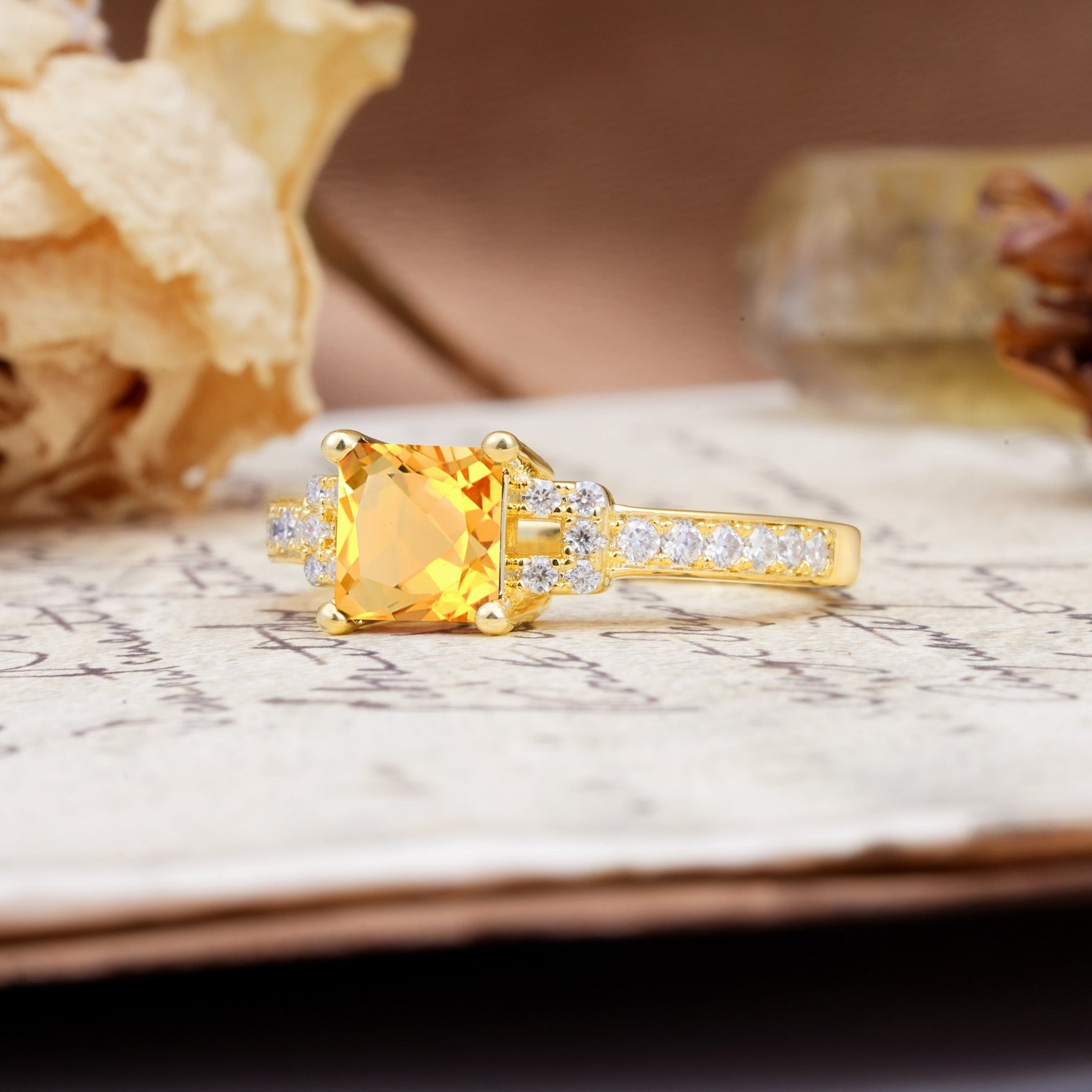 Classic Marquise Citrine Alternating Stacking Wedding Band - Additional view