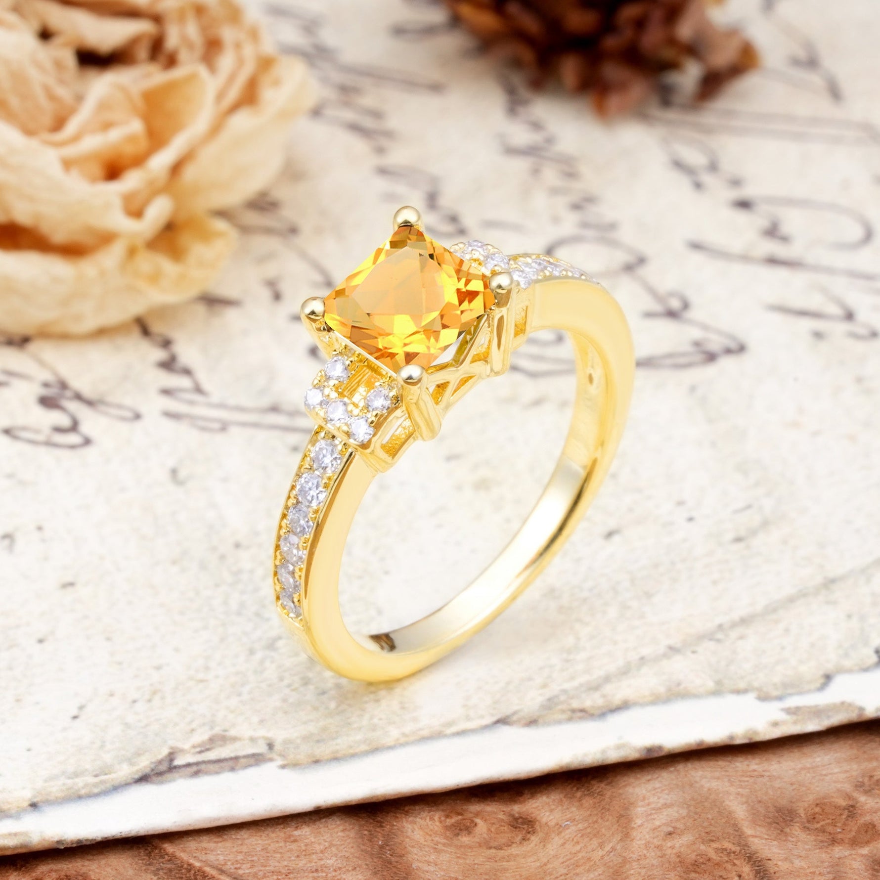 Classic Marquise Citrine Alternating Stacking Wedding Band - Additional view
