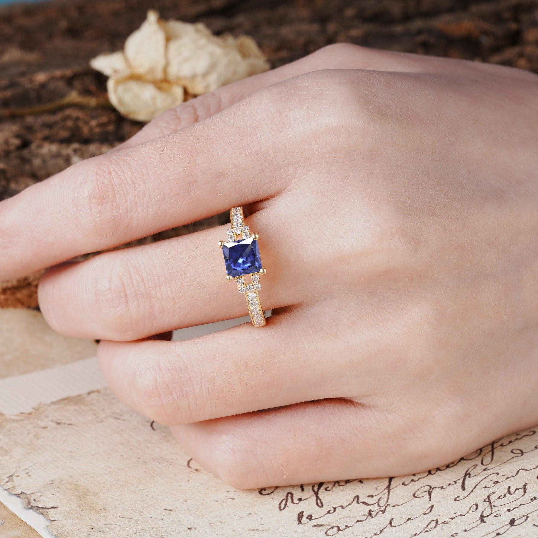 Classic Marquise Tanzanite Alternating Stacking Wedding Band - Additional view