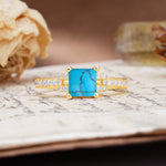 Classic Marquise Turquoise Alternating Stacking Wedding Band - Additional view