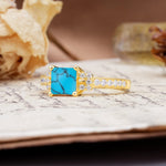 Classic Marquise Turquoise Alternating Stacking Wedding Band - Additional view