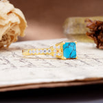 Classic Marquise Turquoise Alternating Stacking Wedding Band - Additional view