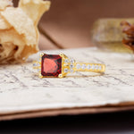 Classic Marquise Garnet Alternating Stacking Wedding Band - Additional view