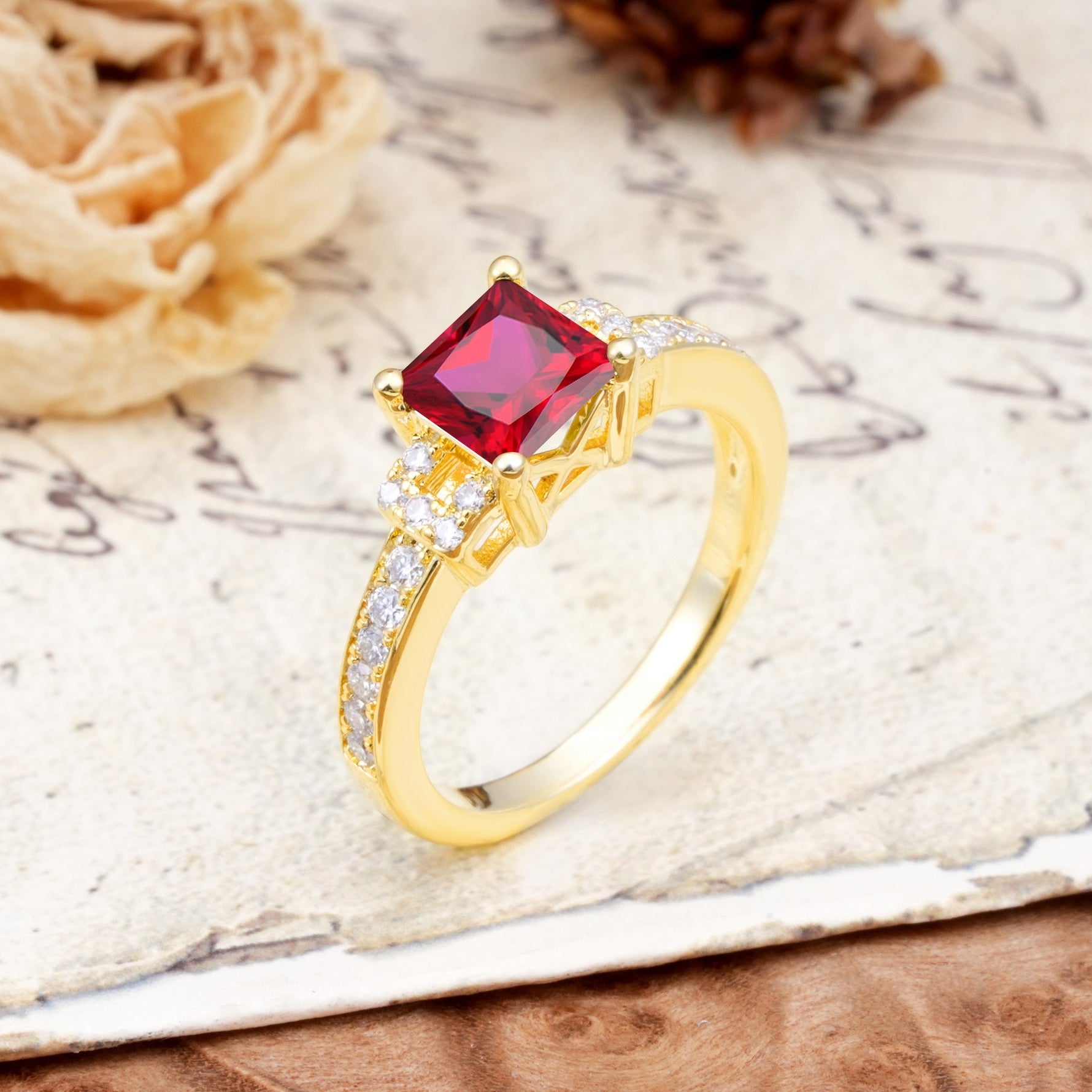 Classic Marquise Ruby Alternating Stacking Wedding Band - Additional view