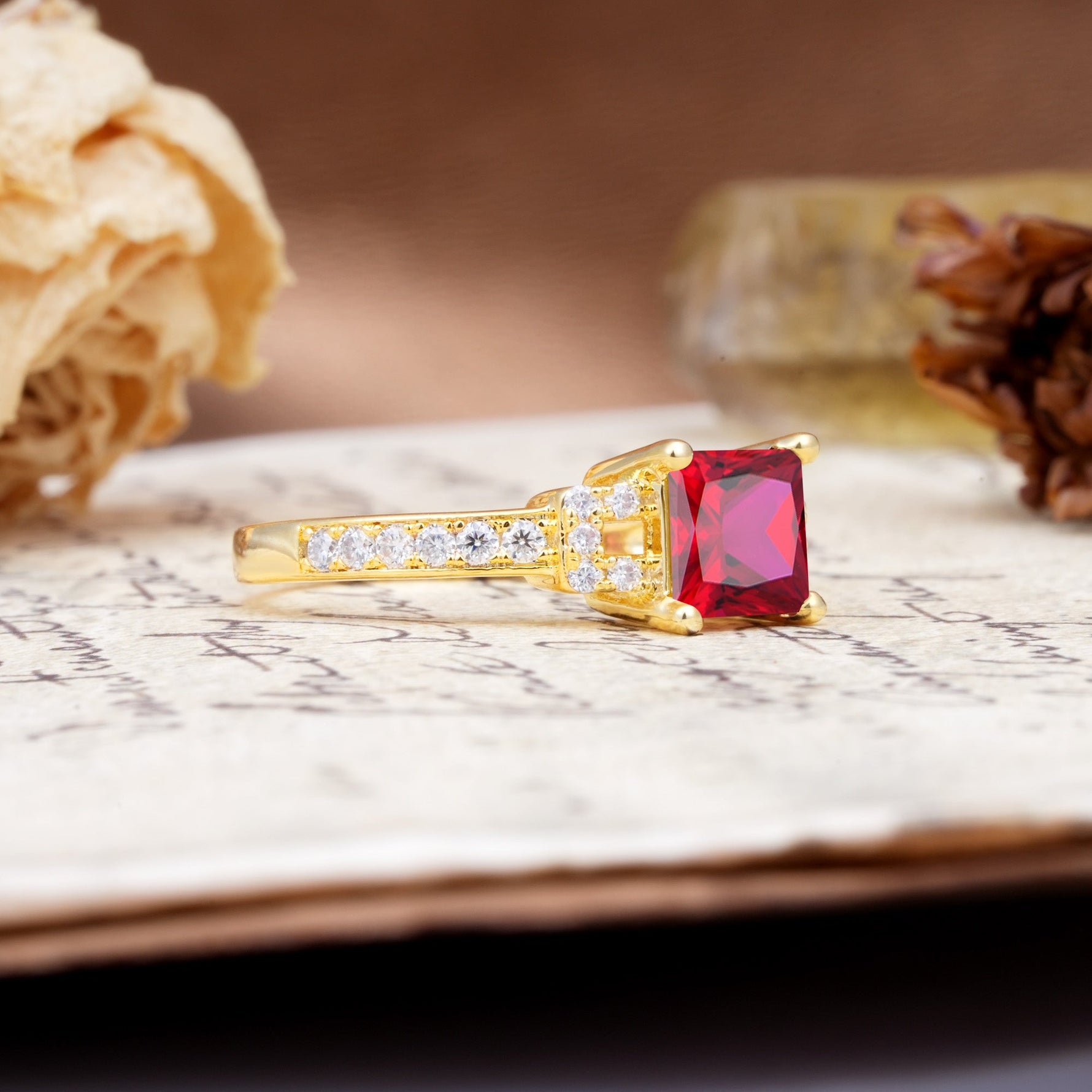 Classic Marquise Ruby Alternating Stacking Wedding Band - Additional view