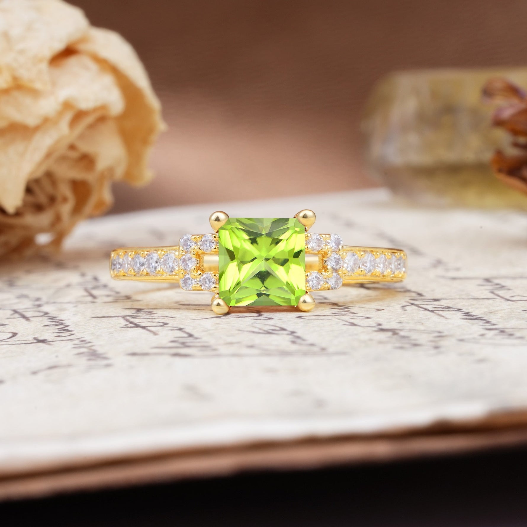 Classic Marquise Peridot Alternating Stacking Wedding Band - Additional view