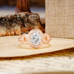 Luxurious Vintage-Style Twisted 4-Prong Oval Cut Moissanite Engagement Ring - Additional view