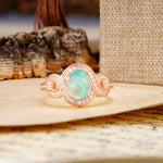 Luxurious Vintage-Style Twisted 4-Prong Oval Cut Fire Opal Engagement Ring - Additional view