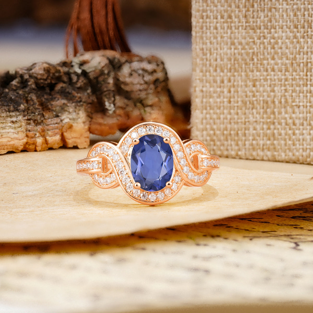 Luxurious Vintage-Style Twisted 4-Prong Oval Cut Tanzanite Engagement Ring - Additional view