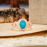 Luxurious Vintage-Style Twisted 4-Prong Oval Cut Turquoise Engagement Ring - Additional view