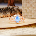 Luxurious Vintage-Style Twisted 4-Prong Oval Cut Moonstone Engagement Ring - Additional view