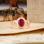 Luxurious Vintage-Style Twisted 4-Prong Oval Cut Ruby Engagement Ring - Additional view
