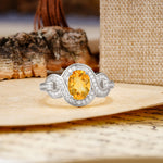 Luxurious Vintage-Style Twisted 4-Prong Oval Cut Citrine Engagement Ring - Additional view