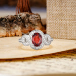 Luxurious Vintage-Style Twisted 4-Prong Oval Cut Garnet Engagement Ring - Additional view
