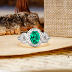 Luxurious Vintage-Style Twisted 4-Prong Oval Cut Emerald Engagement Ring - Additional view