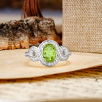 Luxurious Vintage-Style Twisted 4-Prong Oval Cut Peridot Engagement Ring - Additional view