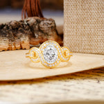 Luxurious Vintage-Style Twisted 4-Prong Oval Cut Moissanite Engagement Ring - Additional view