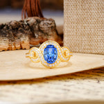 Luxurious Vintage-Style Twisted 4-Prong Oval Cut Sapphire Engagement Ring - Additional view