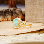 Luxurious Vintage-Style Twisted 4-Prong Oval Cut Fire Opal Engagement Ring - Additional view