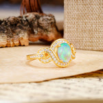 Luxurious Vintage-Style Twisted 4-Prong Oval Cut Fire Opal Engagement Ring - Additional view