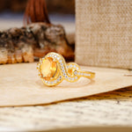 Luxurious Vintage-Style Twisted 4-Prong Oval Cut Citrine Engagement Ring - Additional view