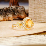 Luxurious Vintage-Style Twisted 4-Prong Oval Cut Citrine Engagement Ring - Additional view